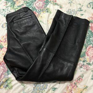 Echtes Leder - Straight Black Real Leather Pants - Size 31